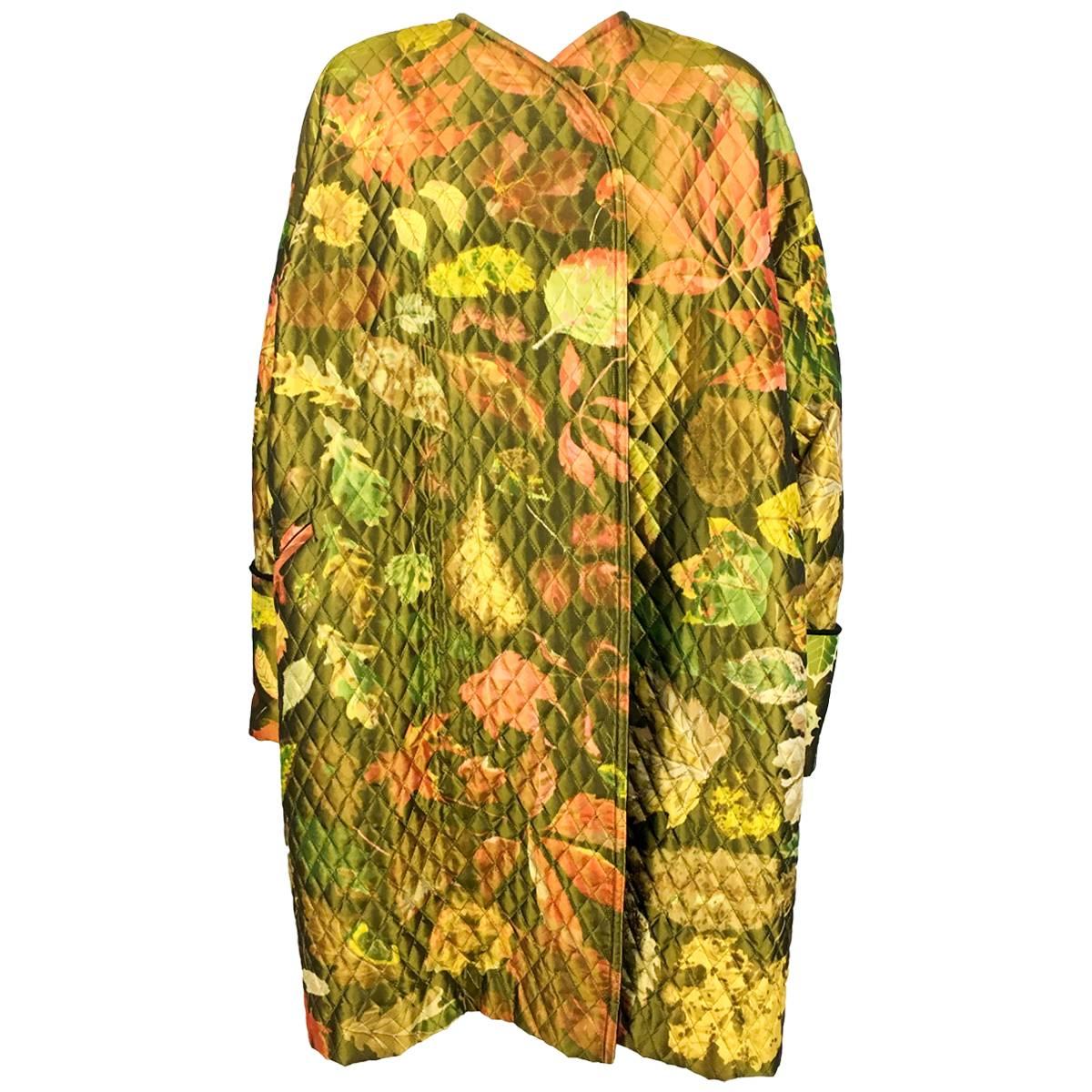 Hermes Printed Silk Quilted Coat, 1980s  For Sale