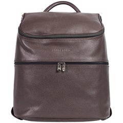 Longchamp Men's Solid Brown Leather Le Foulonne Backpack