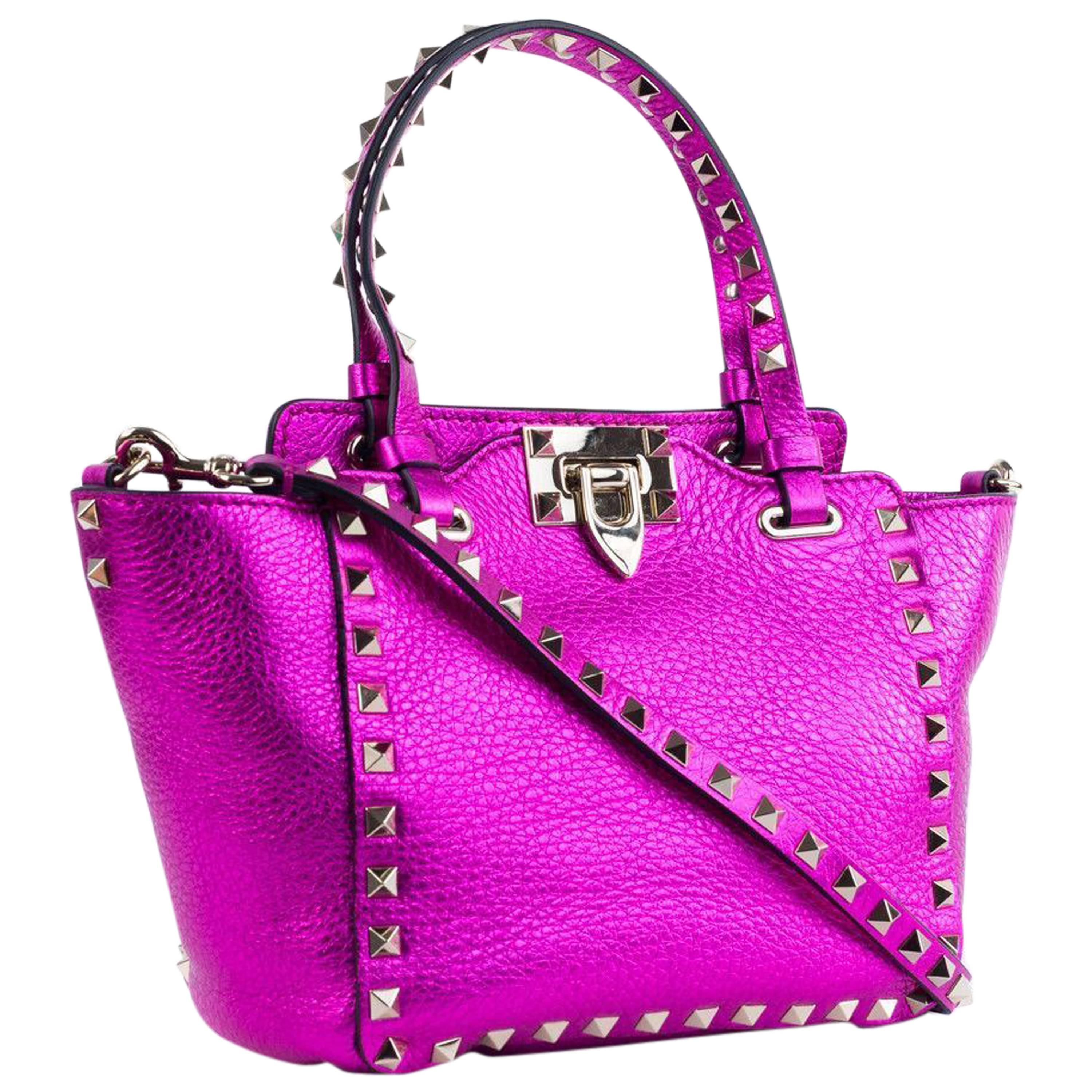 Valentino Women's Metallic Pink Mini Rockstud Trapeze Tote Bag