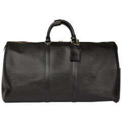 Louis Vuitton Black Epi Leather Used Keepall