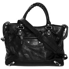 Balenciaga Black Lambskin Giant 12 Velo Messenger Bag with Dust Bag