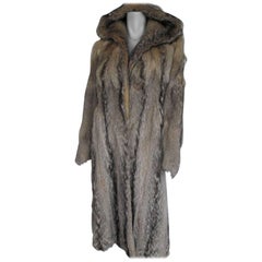 Vintage rare hooded coyote fur coat