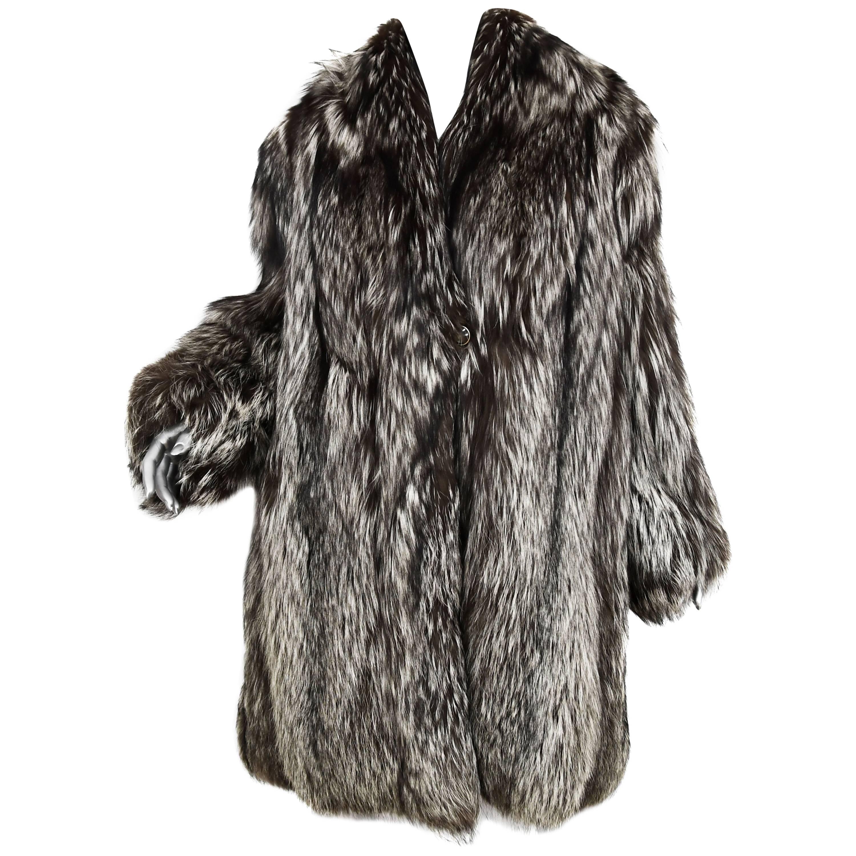 Silver Fox Fur Coat For Sale
