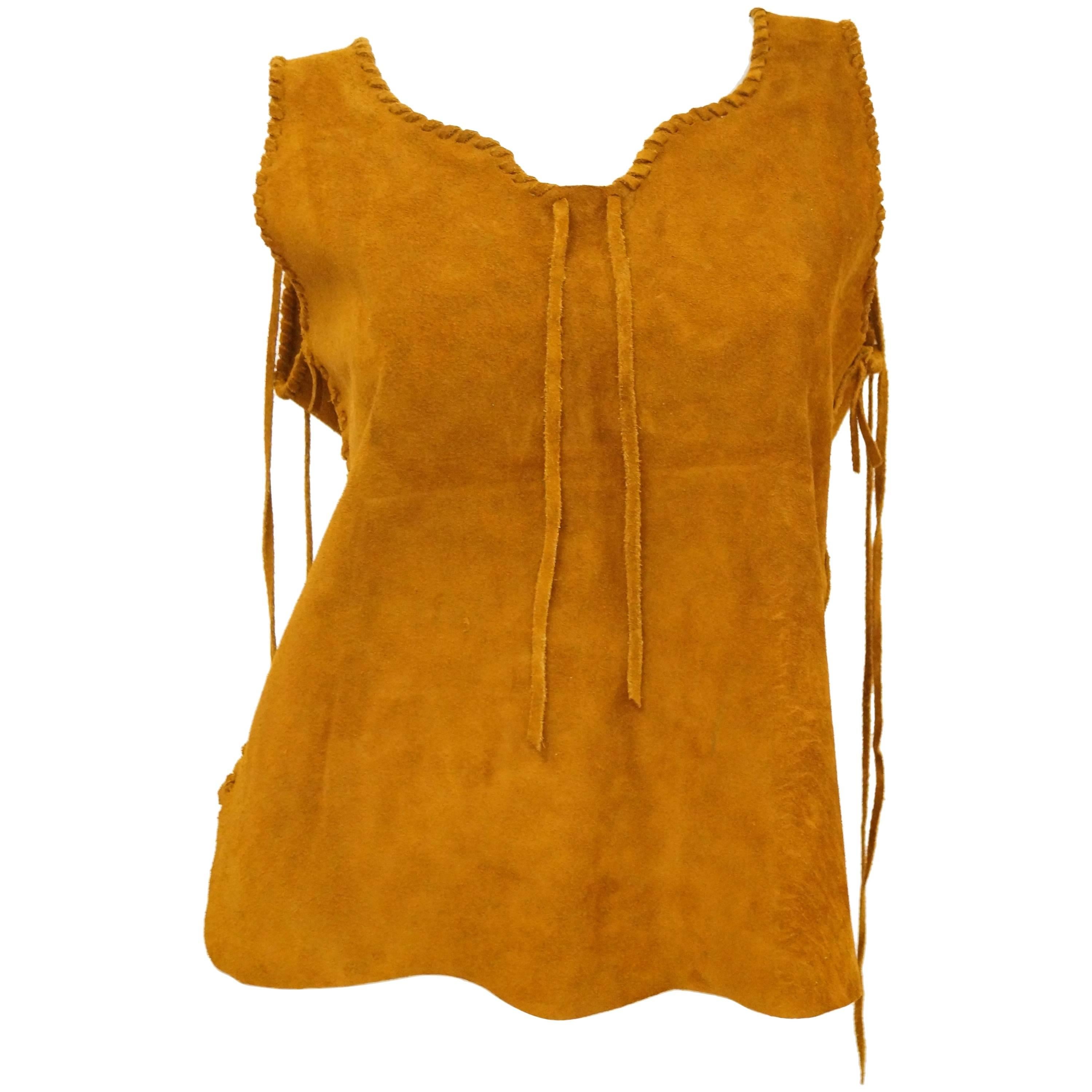  1970s Suede Vest With Braided Fringe