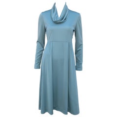 1970’s Seafoam Jersey Cowl Neck Disco Dress