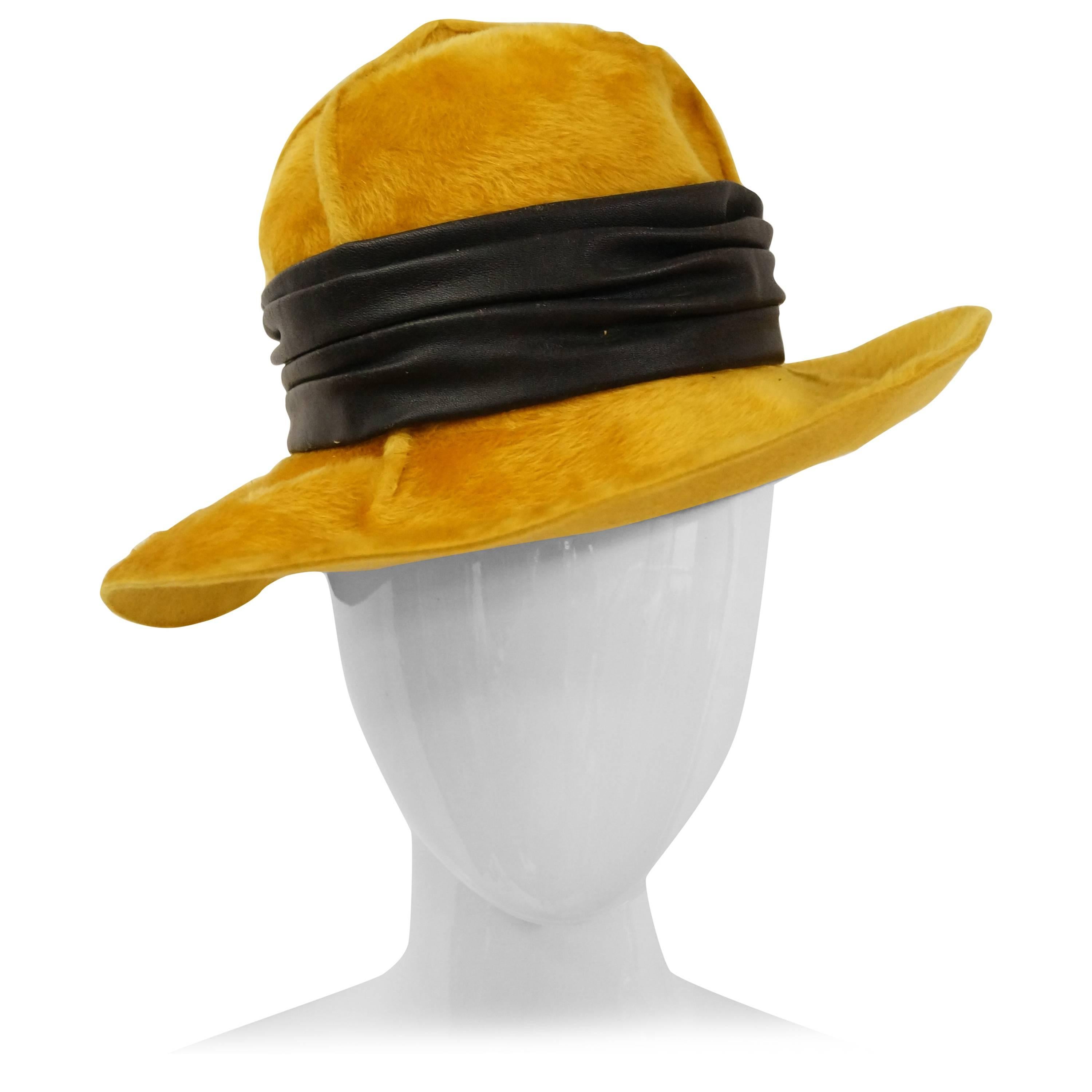 Christian Dior Amber Chapeau with Leather Ribbon, 1970s 