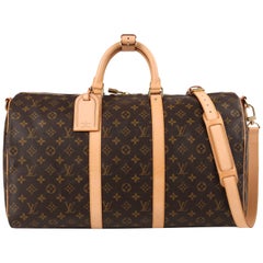 LOUIS VUITTON c.2006 Monogram Canvas "Keepall Bandouliere 50" Duffel Travel Bag