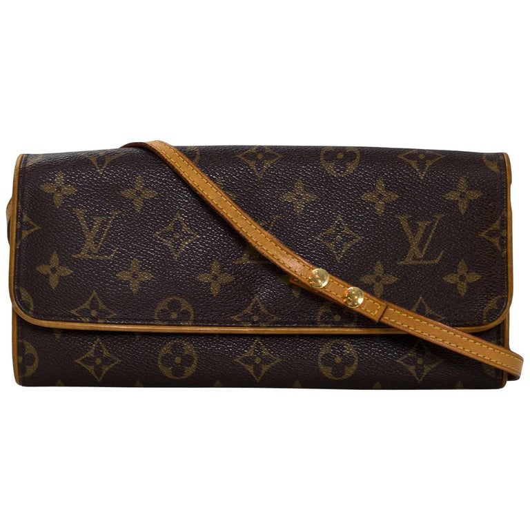louis vuitton clutch box monogram titanium silver Louis Vuitton Monogram Pochette Twin GM Crossbody/Clutch Bag For Sale at 1stdibs