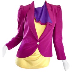 Salvatore Ferragomo Vintage Fuchsia + Gelb Colorblock Bluse + Blazer Jacke