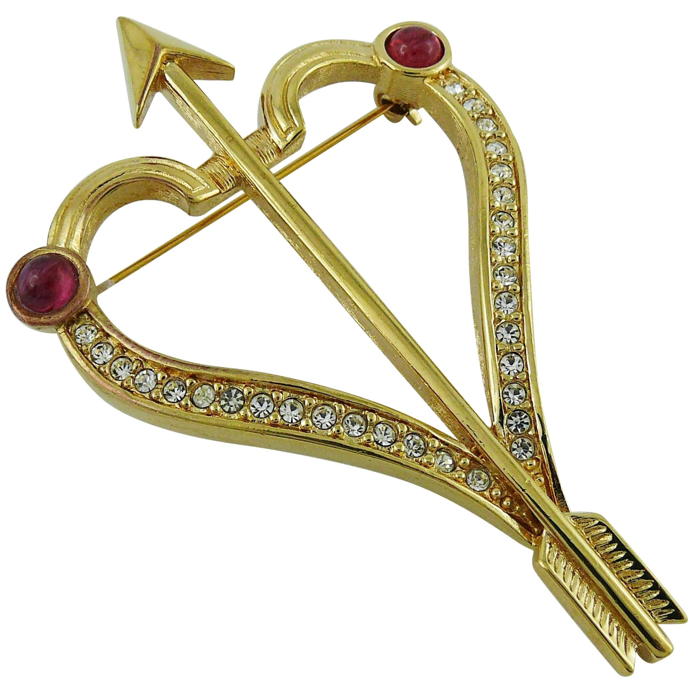 Christian Dior Vintage Jewelled Pierced Heart Brooch