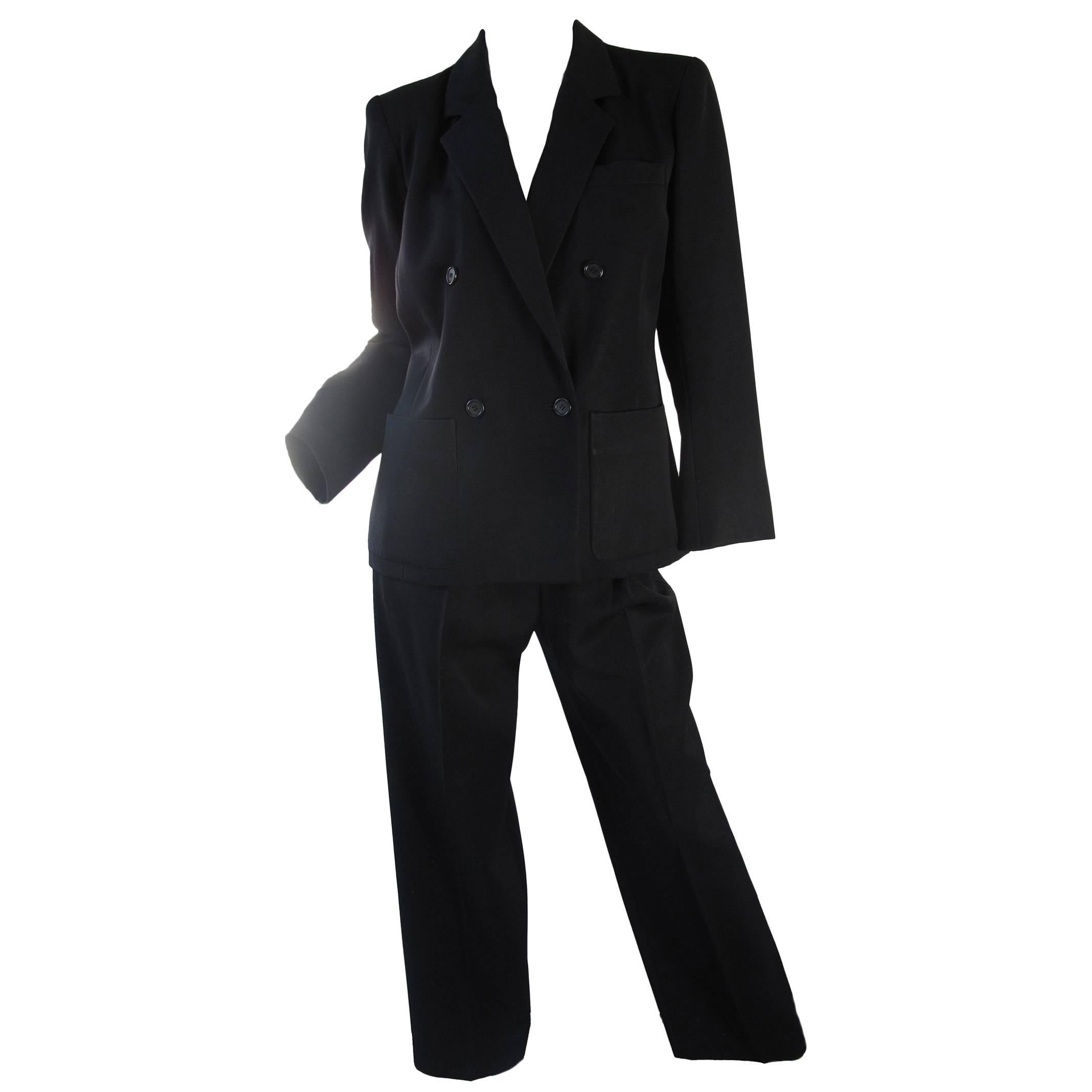 Yves Saint Laurent Rive Gauche Black Suit, 1980s