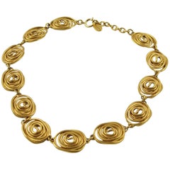 Balenciaga Gilt Metal Choker Necklace Wired Spiral Design