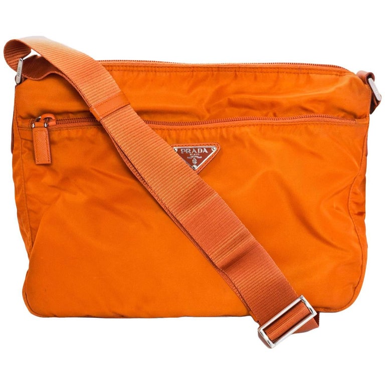 Prada Orange Tessuto Nylon Messenger Crossbody Bag For Sale at 1stDibs