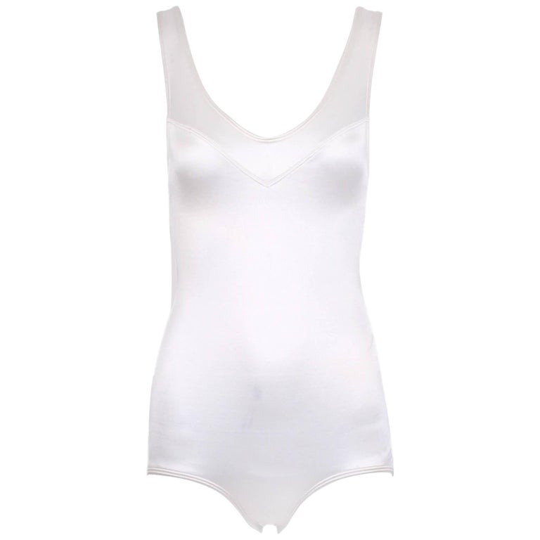 Azzedine Alaia White Satin Stretch Bodysuit/Bathing suit at 1stDibs