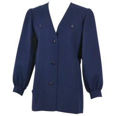 Andre Laug Navy Melton Wool Jacket Top, 1970s