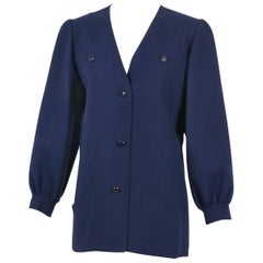 Vintage Andre Laug Navy Melton Wool Jacket Top, 1970s 