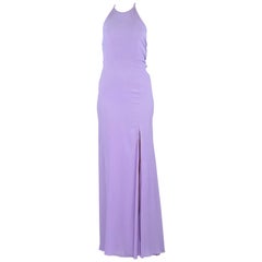 VINTAGE GIANNI VERSACE COUTURE OPEN BACK LILAC SILK DRESS Size 42 - 6