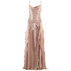 F/W 2003 Vintage VERSACE Nude Silk Corset Gown