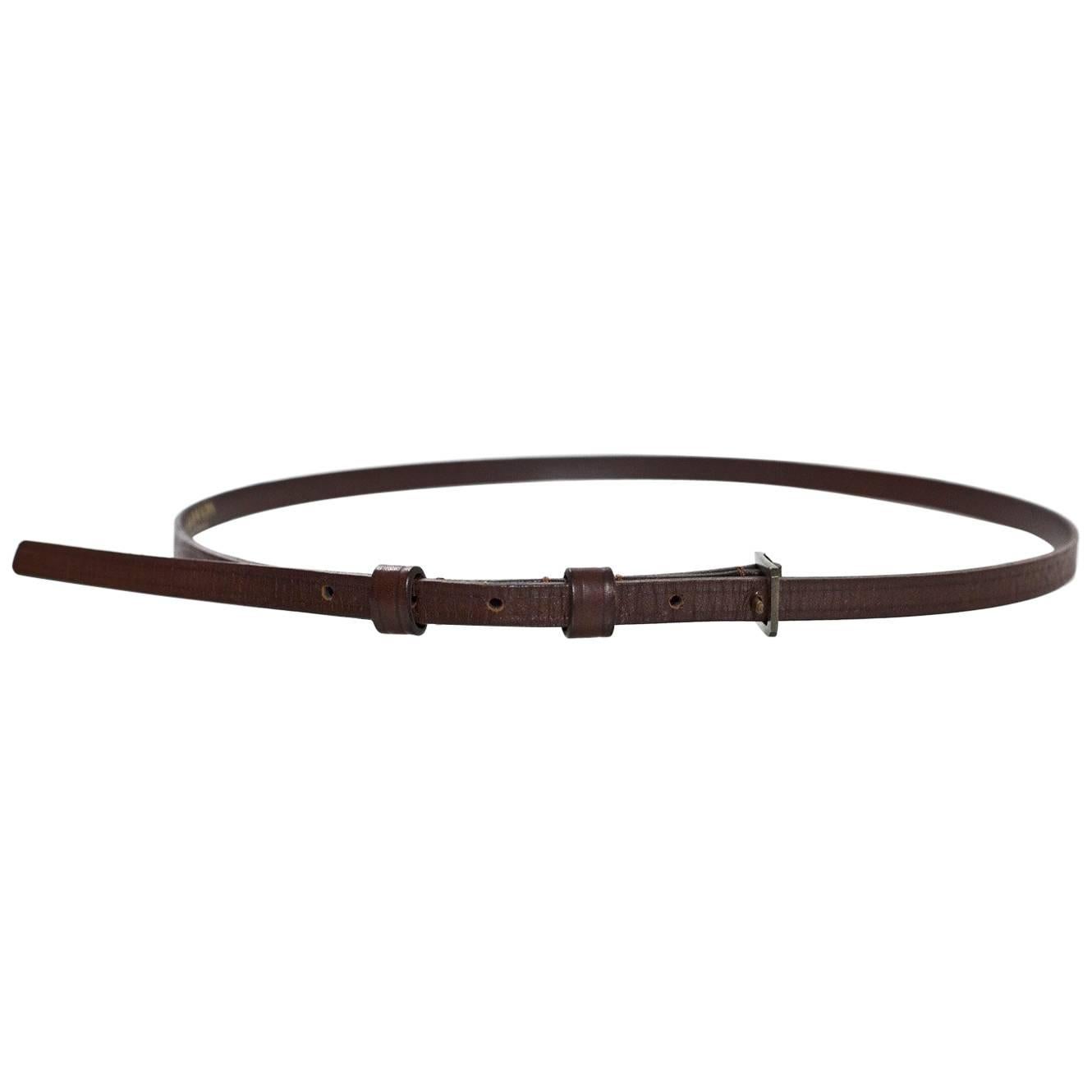 Lanvin Brown Leather Skinny Belt