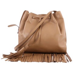 Prada Drawstring Fringe Tote Bag Soft Calfskin Medium