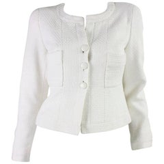 1990's Chanel Cropped White Textured Jacket