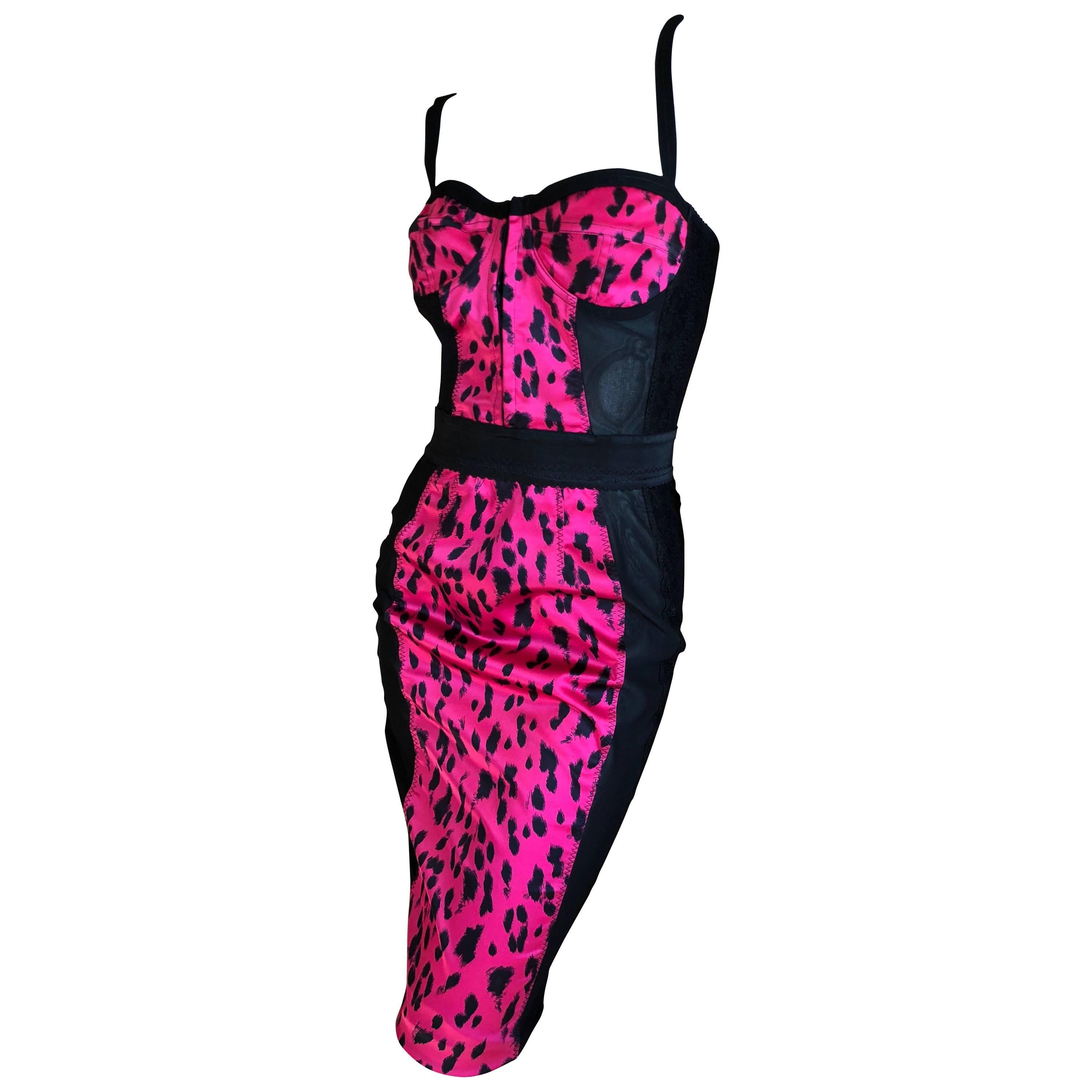D&G Dolce & Gabanna Leopard Print Dress  For Sale