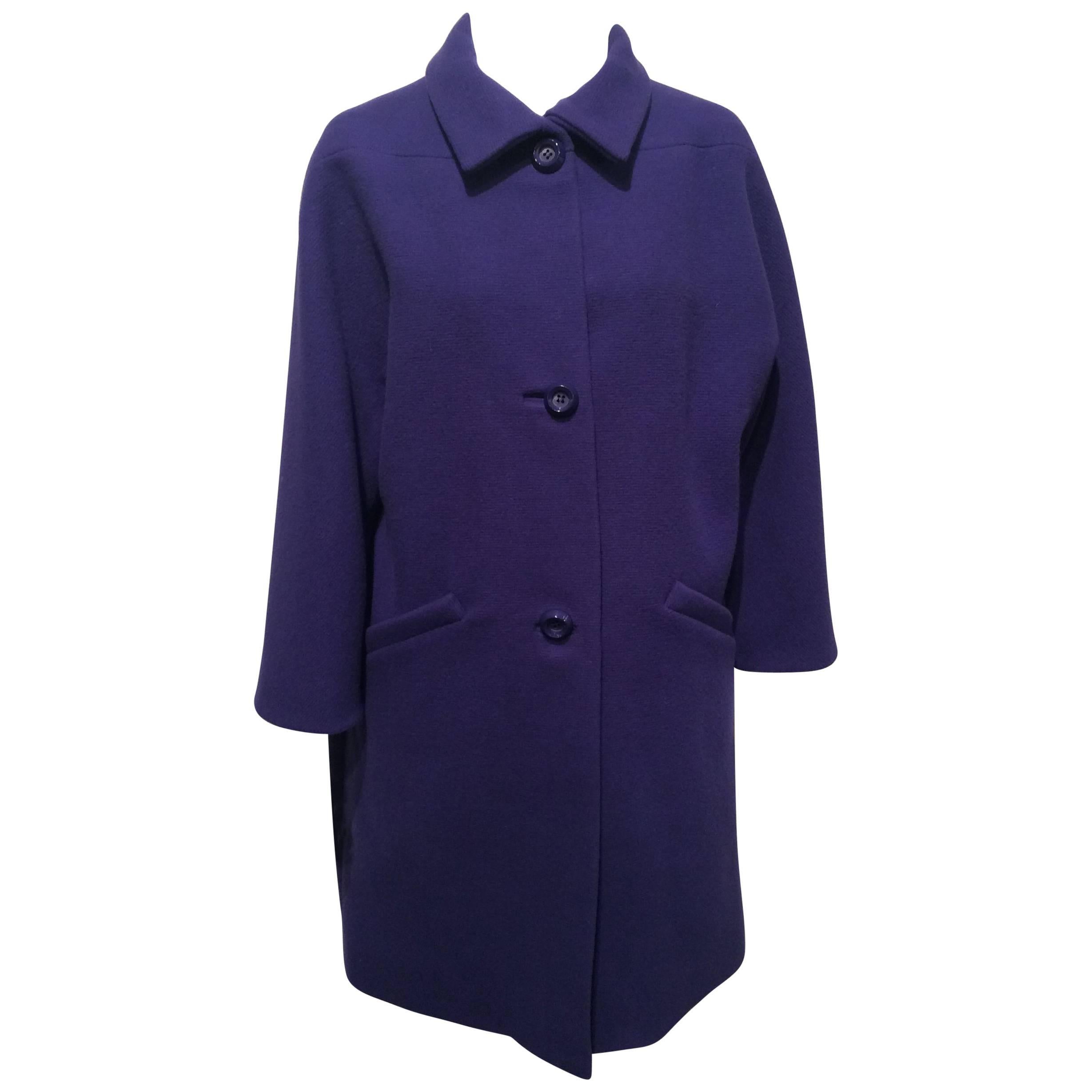 Balenciaga Purple Wool Coat Sz34 (Us 2) For Sale