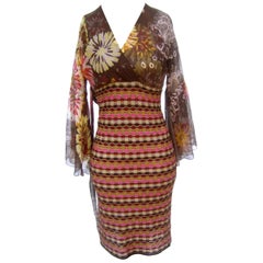 Missoni Italy Sheer Silk Floral Bodice Knit Dress US Size 6