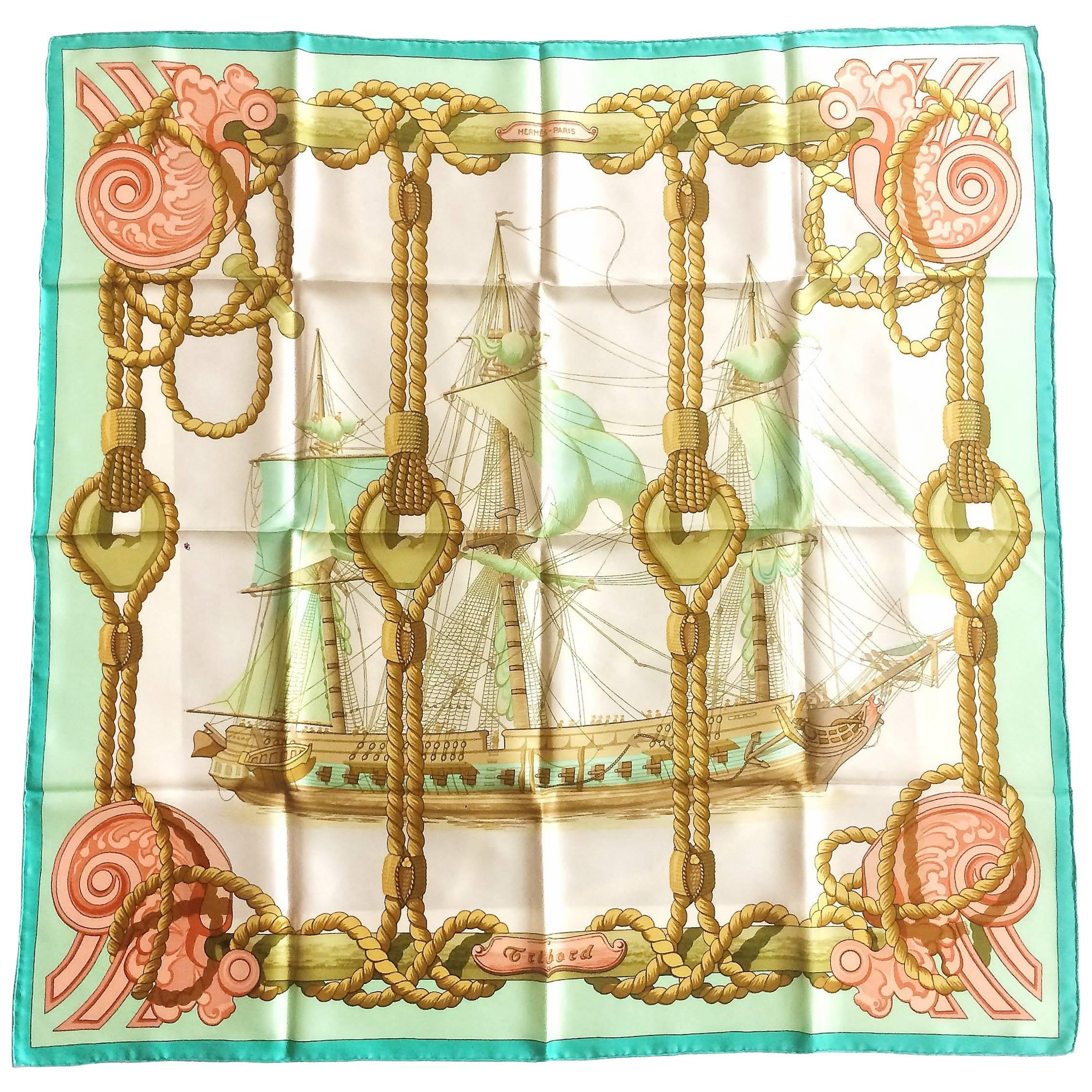 Hermes Paris Silk scarf "Tribord", 1960s