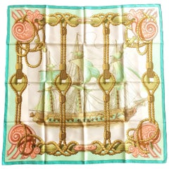 Vintage Hermes Paris Silk scarf "Tribord", 1960s