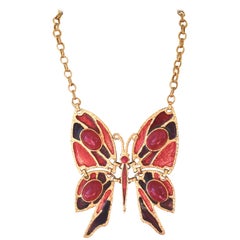 Vintage 60s Juliana Pink, Red Butterfly Necklace