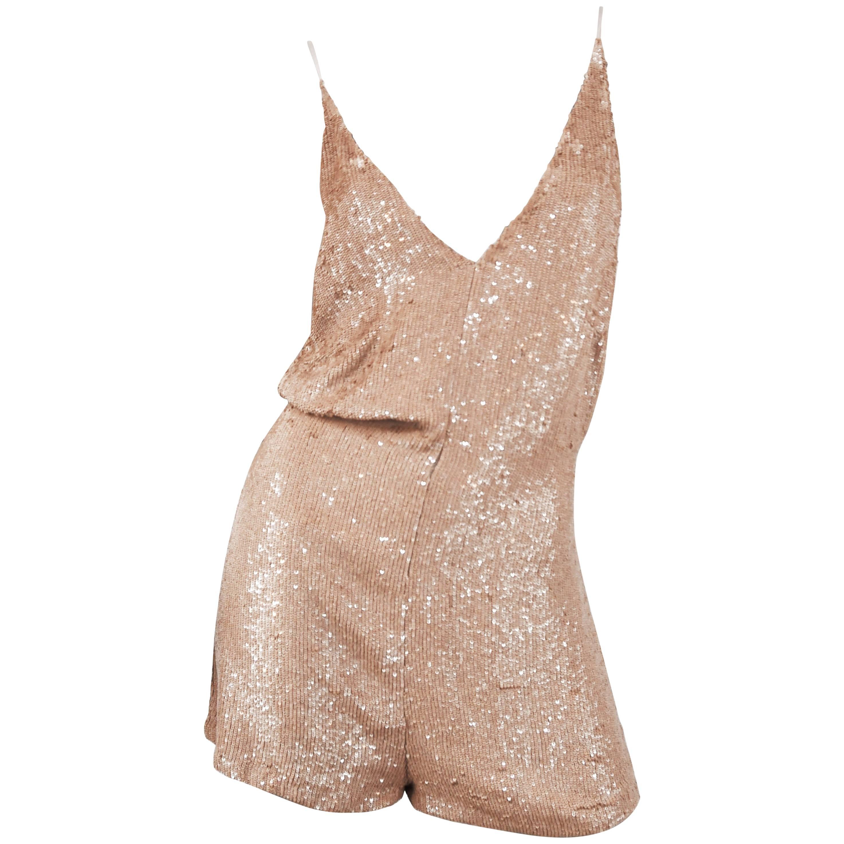 Valentino Blush Sequin Silk Playsuit  For Sale