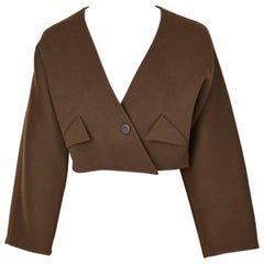 Geoffrey Beene Chocolate Brown Double Face Wool Cropped Jacket
