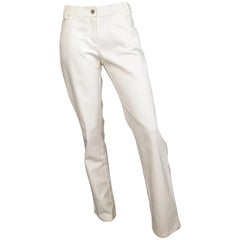 Valentino White Cotton Twill Pants Size 8.