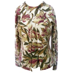 Neiman Marcus Cashmere Foliage Cardigan Twin Set Size L