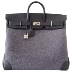 Hermes Birkin Rare 50 Bag Hac Gris Moyen Grey Todoo Feutre Black Togo Palladium