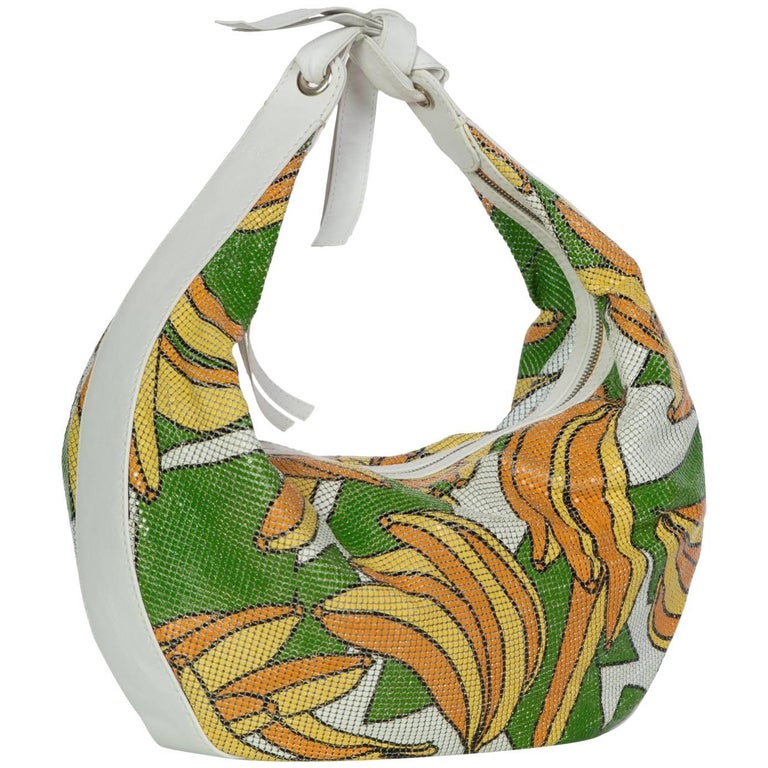 Chloè Phoebe Philo Banana Print Chain Mail Leather Shoulder Bag 
