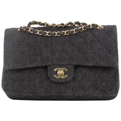 Chanel Vintage Classic Double Flap Bag Quilted Denim Medium