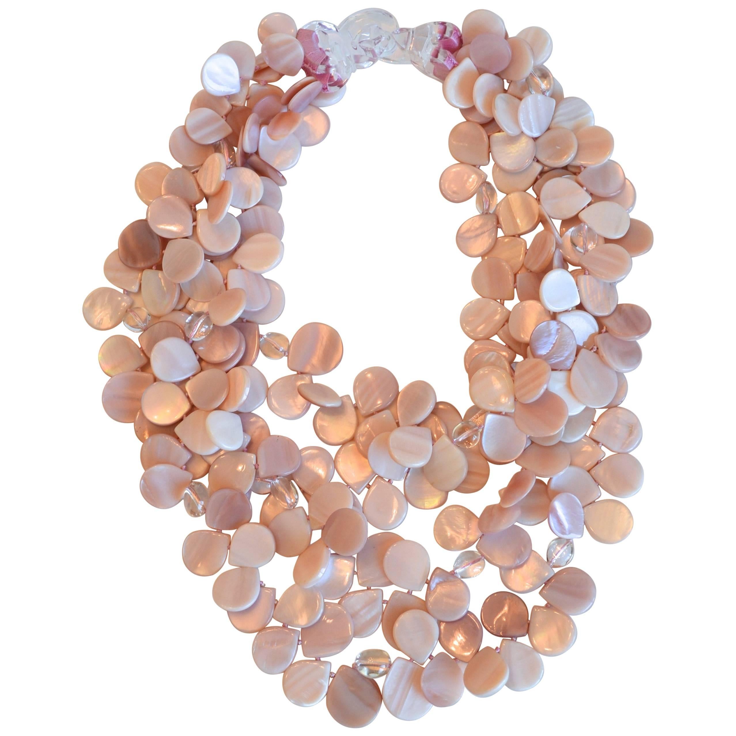 Patricia Von Musulin Pink Mother of Pearl Petal Necklace 