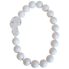 Patricia Von Musulin White Coral Bead Necklace with Lucite Clasp