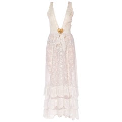 Morphew Lab Cotton And Lace Dress With Gold Clasp