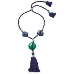 Yves Saint Laurent Rive Gauche Chinese Inspired Lucite Pendent with Tassel