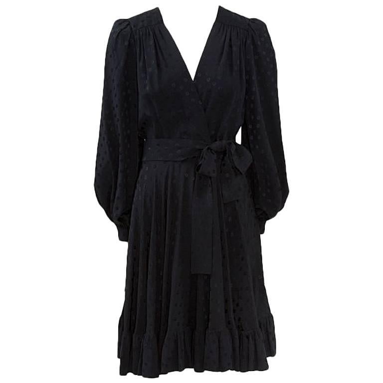 Yves Saint Laurent Silk Jacquard Ruffle Dress, Circa 1978
