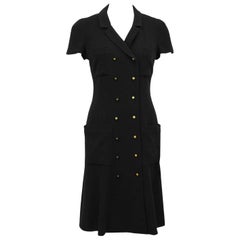 Autumn 1996 Chanel Black Double Breasted Shirt Dress 