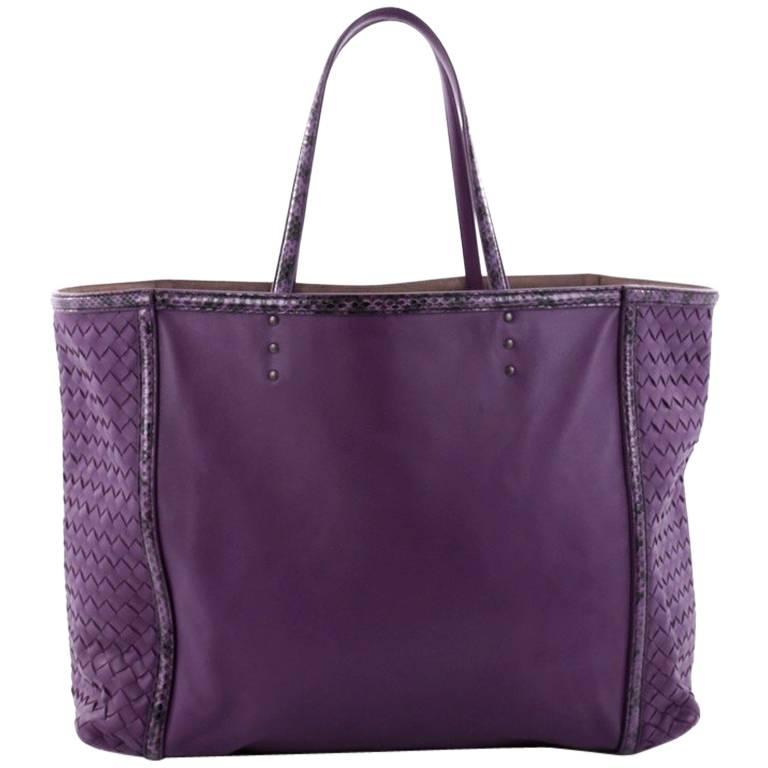 Bottega Veneta Shopping Tote Leather with Intrecciato Detail Large