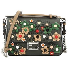 Fendi Double Baguette Flower Studded Leather Micro