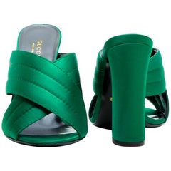 GUCCI High Heels Sandals in Green Satin Size 39.5EU