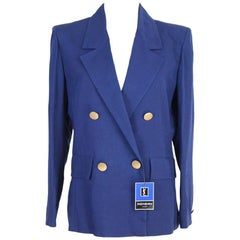 NWT Yves Saint Laurent viscose blue jacket size 44 it made france 1990s