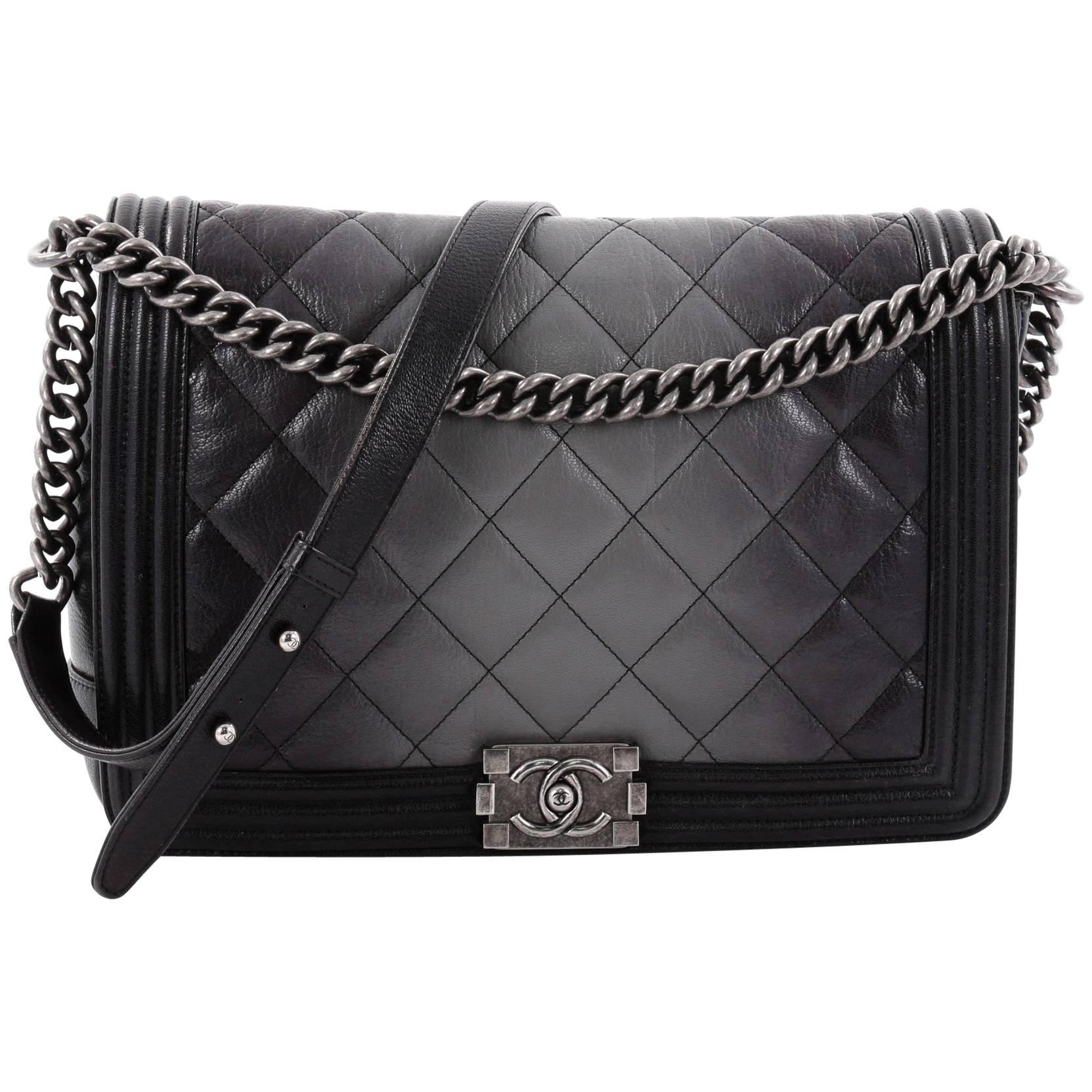 Chanel Boy Flap Bag Quilted Ombre Goatskin Large 