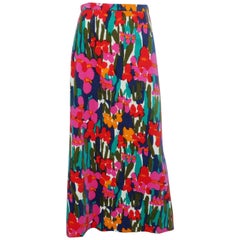 Lilly Pulitzer Mod Floral Velvet Maxi Skirt, 1960s 